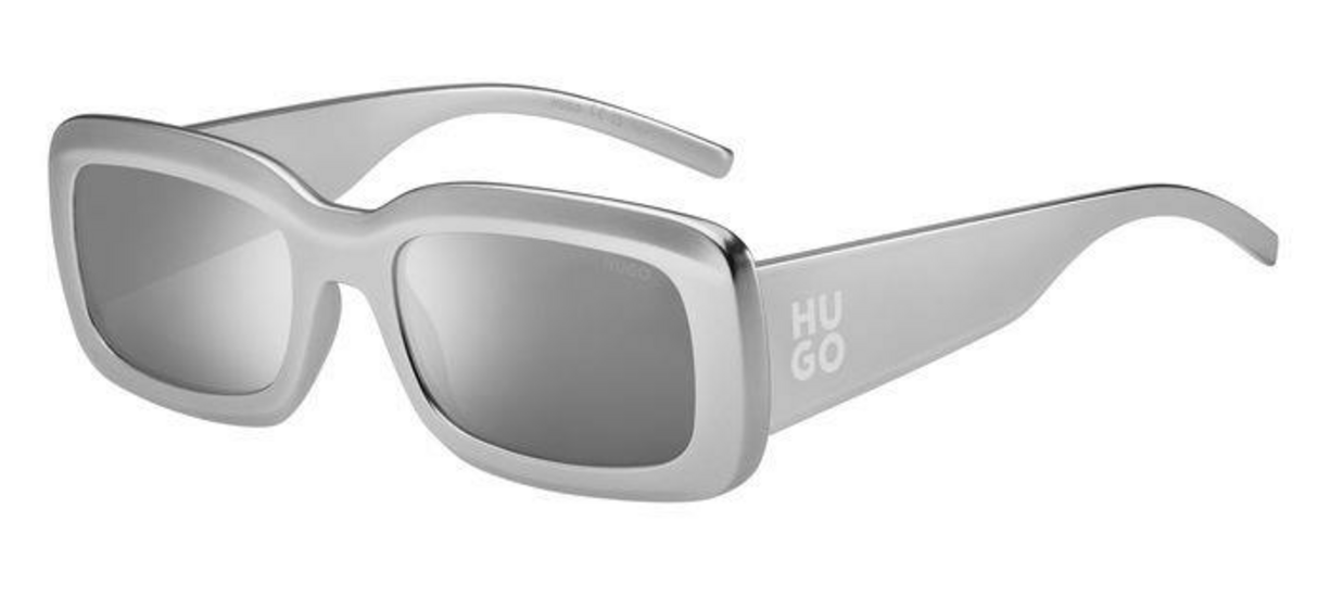 HUGO BOSS GREY SUNGLASSES WITH STACKED-LOGO TEMPLES HG1281/S YB7/DC