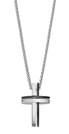 LOTUS STYLE MEN'S STAINLESS STEEL NECKLACE MEN IN BLACK LS1984-1/1