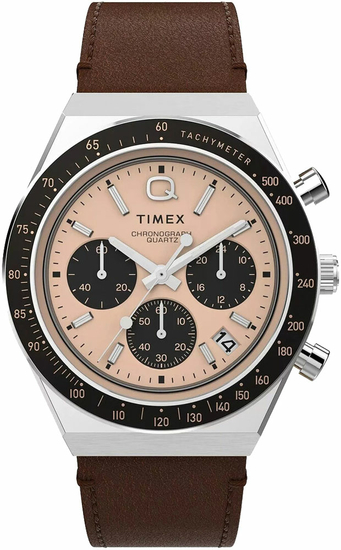 Q TIMEX REISSUE LEATHER WATCH TW2W51800