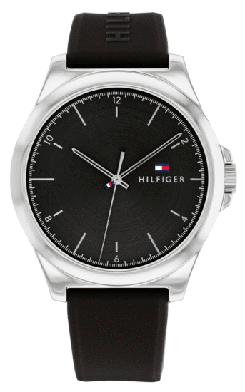 Tommy Hilfiger Stainless Steel Black Silicone Strap Watch 1710617